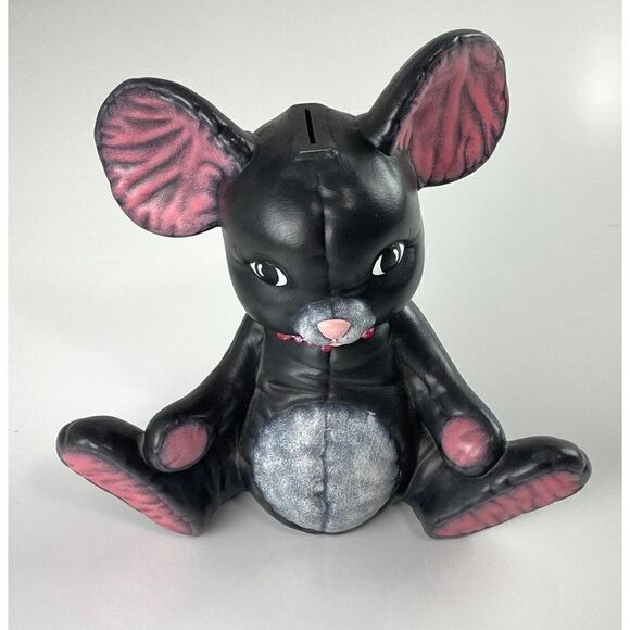 Vintage Ceramic Bunny Piggy Bank 9in W x 9in H x 4in D Black Rare!! BV0611 - Picture 1 of 8